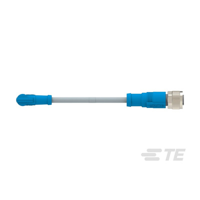 TE Connectivity Right Angle Male 4 way M8 to Straight Female 4 way M12 Sensor Actuator Cable, 500mm