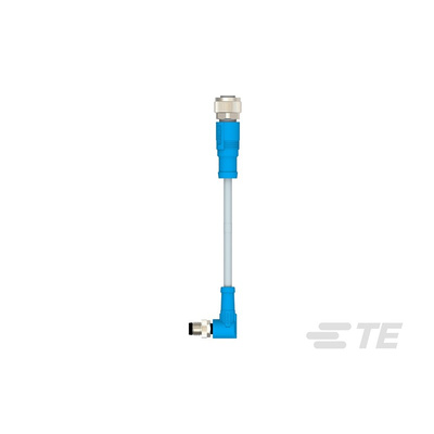 TE Connectivity Right Angle Male 4 way M8 to Straight Female 4 way M12 Sensor Actuator Cable, 500mm