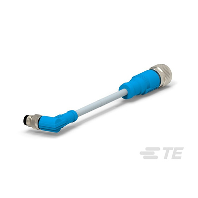 TE Connectivity Right Angle Male 4 way M8 to Straight Female 4 way M12 Sensor Actuator Cable, 500mm