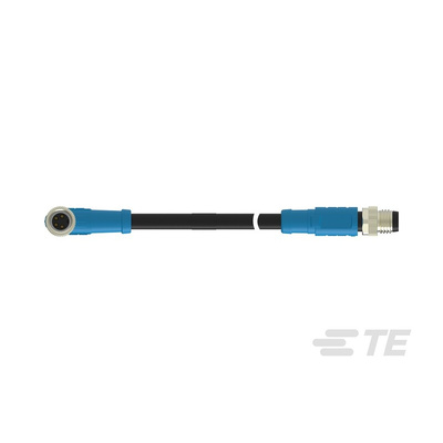 TE Connectivity Right Angle Female; Male 4 way M8 to Straight 4 way M8 Sensor Actuator Cable, 5m