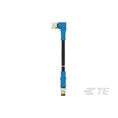 TE Connectivity Right Angle Female; Male 4 way M8 to Straight 4 way M8 Sensor Actuator Cable, 5m
