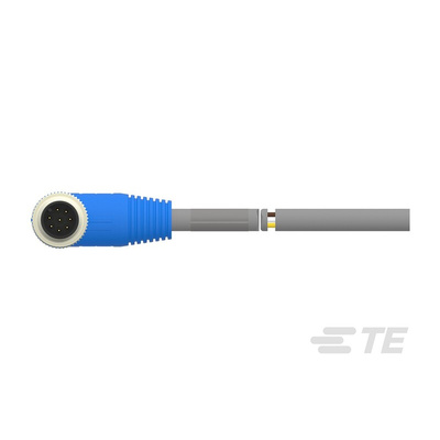 TE Connectivity Right Angle Male 8 way M12 to Unterminated Sensor Actuator Cable, 3m