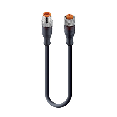Lumberg Automation Straight Male 4 way M12 to Straight Female 4 way M12 Sensor Actuator Cable, 1m