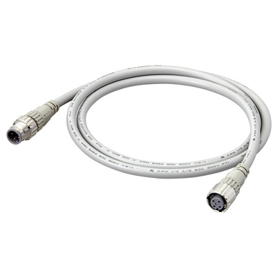 Omron Straight Female 4 way M12 to Straight Male M12 Sensor Actuator Cable, 2m