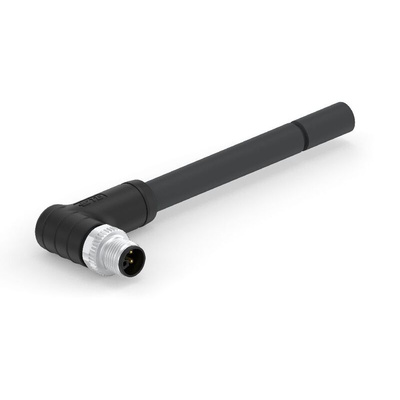 TE Connectivity Right Angle Male 5 way M12 to Unterminated Sensor Actuator Cable, 3m