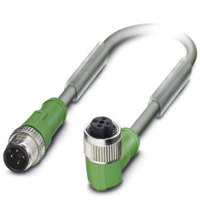 Phoenix Contact Right Angle Male M12 to Female M12 Actuator/Sensor Cable, 300mm