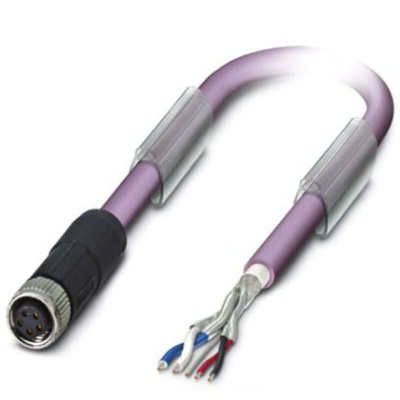 Phoenix Contact Straight Female M8 to Unterminated Bus Cable, 15m