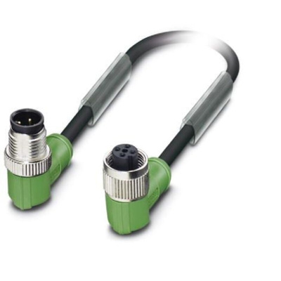 Phoenix Contact Male M12 to Right Angle Female M12 Sensor Actuator Cable, 300mm