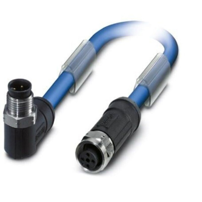 Phoenix Contact Right Angle Male M12 to Female M12 Bus Cable, 15m