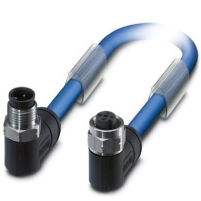 Phoenix Contact Right Angle Male M12 to Right Angle Female M12 Bus Cable, 300mm