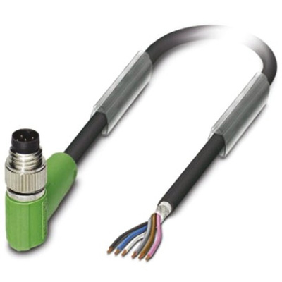 Phoenix Contact Right Angle Male 6 way M8 to Unterminated Sensor Actuator Cable, 1.5m
