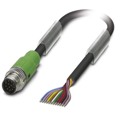 Phoenix Contact Straight Male 12 way M12 to Unterminated Sensor Actuator Cable, 10m