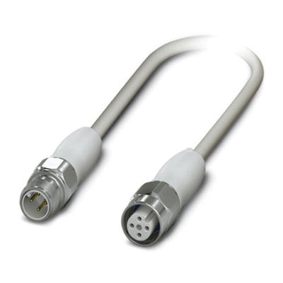 Phoenix Contact Male 4 way M12 to Female 4 way M12 Sensor Actuator Cable, 1.5m