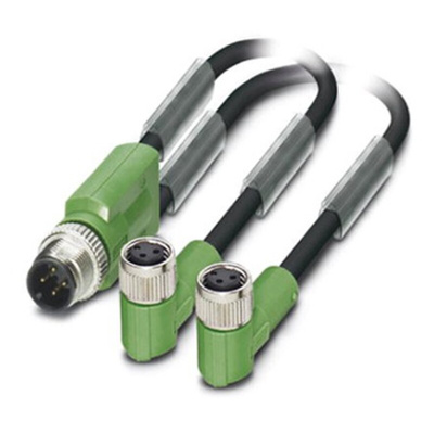 Phoenix Contact Male 3 way M12 to Female 3 way M8 Sensor Actuator Cable, 1.5m