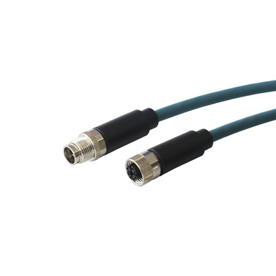 Bulgin Straight Female 8 way M12 to Straight Male 8 way M12 Sensor Actuator Cable, 10m