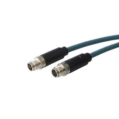 Bulgin Straight Male 8 way M12 to Straight Male 8 way M12 Sensor Actuator Cable, 10m