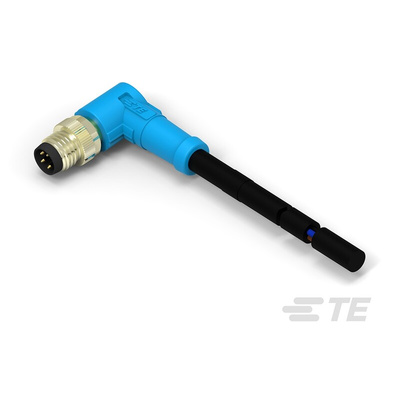 TE Connectivity Right Angle Male 4 way M8 to Unterminated Sensor Actuator Cable, 1m