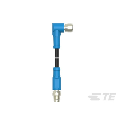 TE Connectivity Right Angle Female; Male 3 way M8 to Straight 3 way M8 Sensor Actuator Cable, 500mm