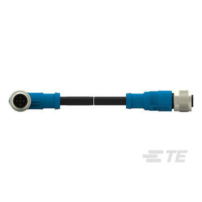 TE Connectivity Right Angle Female; Male 5 way M12 to Straight 5 way M12 Sensor Actuator Cable, 500mm