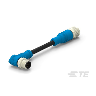 TE Connectivity Right Angle Female; Male 5 way M12 to Straight 5 way M12 Sensor Actuator Cable, 500mm
