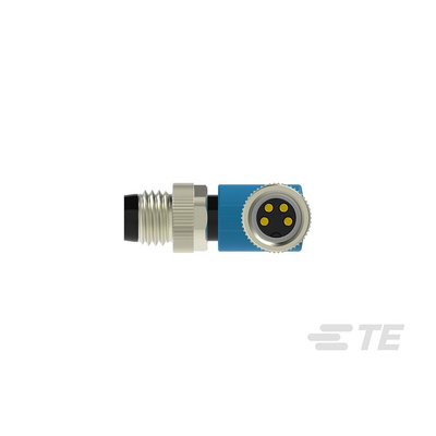 TE Connectivity Right Angle Female; Male 4 way M8 to Straight 4 way M8 Sensor Actuator Cable, 5m
