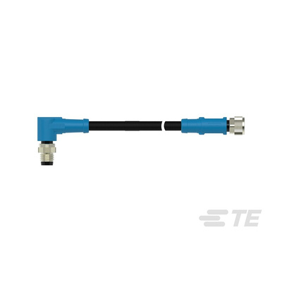 TE Connectivity Right Angle Female; Male 4 way M8 to Straight 4 way M8 Sensor Actuator Cable, 5m