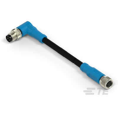 TE Connectivity Right Angle Female; Male 4 way M8 to Straight 4 way M8 Sensor Actuator Cable, 5m