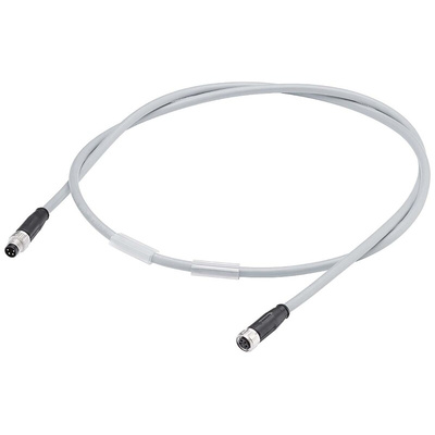 Siemens Male 4 way M8 to Female 4 way M8 Sensor Actuator Cable, 3m