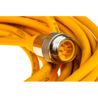 Turck Straight Male 5 way 7/8 in Circular to Straight Female 5 way 7/8 in Circular Sensor Actuator Cable, 10m