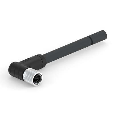 TE Connectivity Female 5 way M12 to Right Angle Female 5 way M12 Sensor Actuator Cable, 1.5m