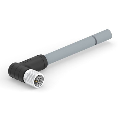 TE Connectivity Female 4 way M12 to Right Angle Female 4 way M12 Sensor Actuator Cable, 1.5m
