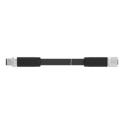 TE Connectivity Straight Male 5 way M12 to Straight Female 5 way M12 Sensor Actuator Cable, 1.5m