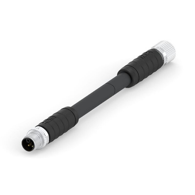 TE Connectivity Straight Male 5 way M12 to Straight Female 5 way M12 Sensor Actuator Cable, 1.5m