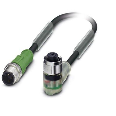 Phoenix Contact Male M12 to Female M12 Sensor Actuator Cable, 300mm