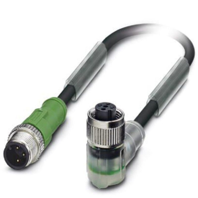 Phoenix Contact Male M12 to Right Angle Female M12 Sensor Actuator Cable, 300mm