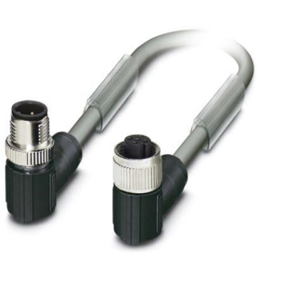 Phoenix Contact Right Angle Male M12 to Female M12 Bus Cable, 300mm