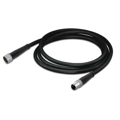 Wago Straight Female 3 way M8 to Straight Male 3 way M8 Actuator/Sensor Cable, 2m