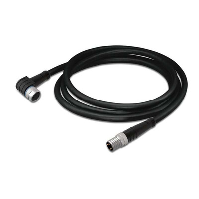 Wago Right Angle Female 3 way M8 to Straight Male 3 way M8 Actuator/Sensor Cable, 2m