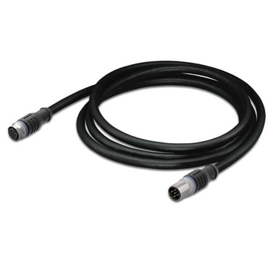 Wago Straight Female 4 way M12 to Straight Male 4 way M12 Actuator/Sensor Cable, 2m