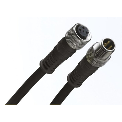 Brad from Molex Straight Female 3 way M8 to Straight Male 3 way M8 Sensor Actuator Cable, 2m