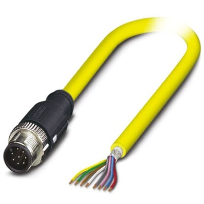 Phoenix Contact Straight Male 8 way M12 to Unterminated Sensor Actuator Cable, 10m