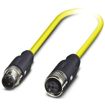 Phoenix Contact Straight Female 3 way M12 to Straight Male 3 way M12 Sensor Actuator Cable, 1.5m