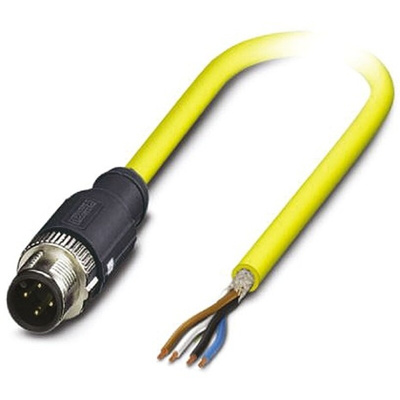 Phoenix Contact Straight Male 4 way M12 to Unterminated Sensor Actuator Cable, 10m