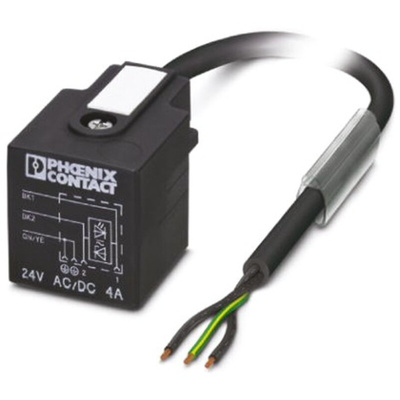 Phoenix Contact Straight Female 3 way DIN 43650 Form A to Unterminated Sensor Actuator Cable, 5m