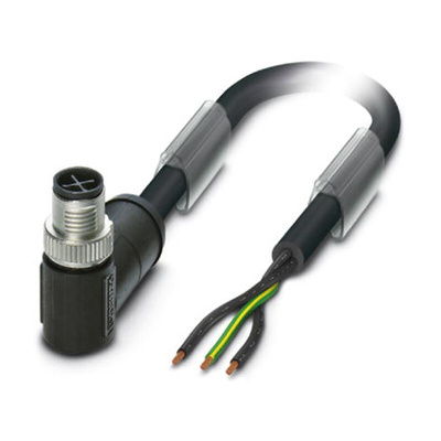 Phoenix Contact Right Angle Male 3 way M12 to Unterminated Sensor Actuator Cable, 2m