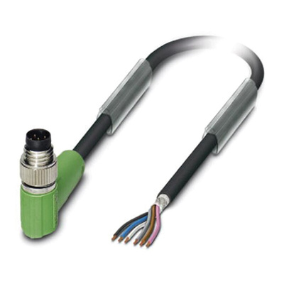 Phoenix Contact Right Angle Male 6 way M8 to Sensor Actuator Cable, 5m