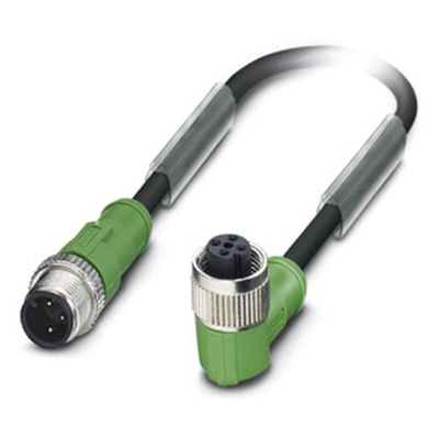 Phoenix Contact Male 3 way M12 to Female 3 way M12 Sensor Actuator Cable, 1.5m