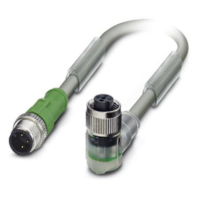 Phoenix Contact Male 3 way M12 to Female 3 way M12 Sensor Actuator Cable, 1.5m