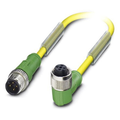 Phoenix Contact Male 4 way M12 to Female 4 way M12 Sensor Actuator Cable, 1.5m