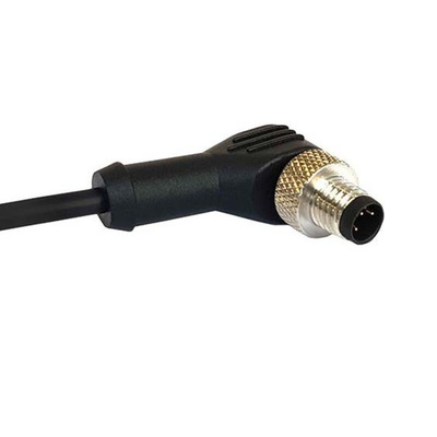 Bulgin Right Angle Male 4 way M12 to Unterminated Sensor Actuator Cable, 1m